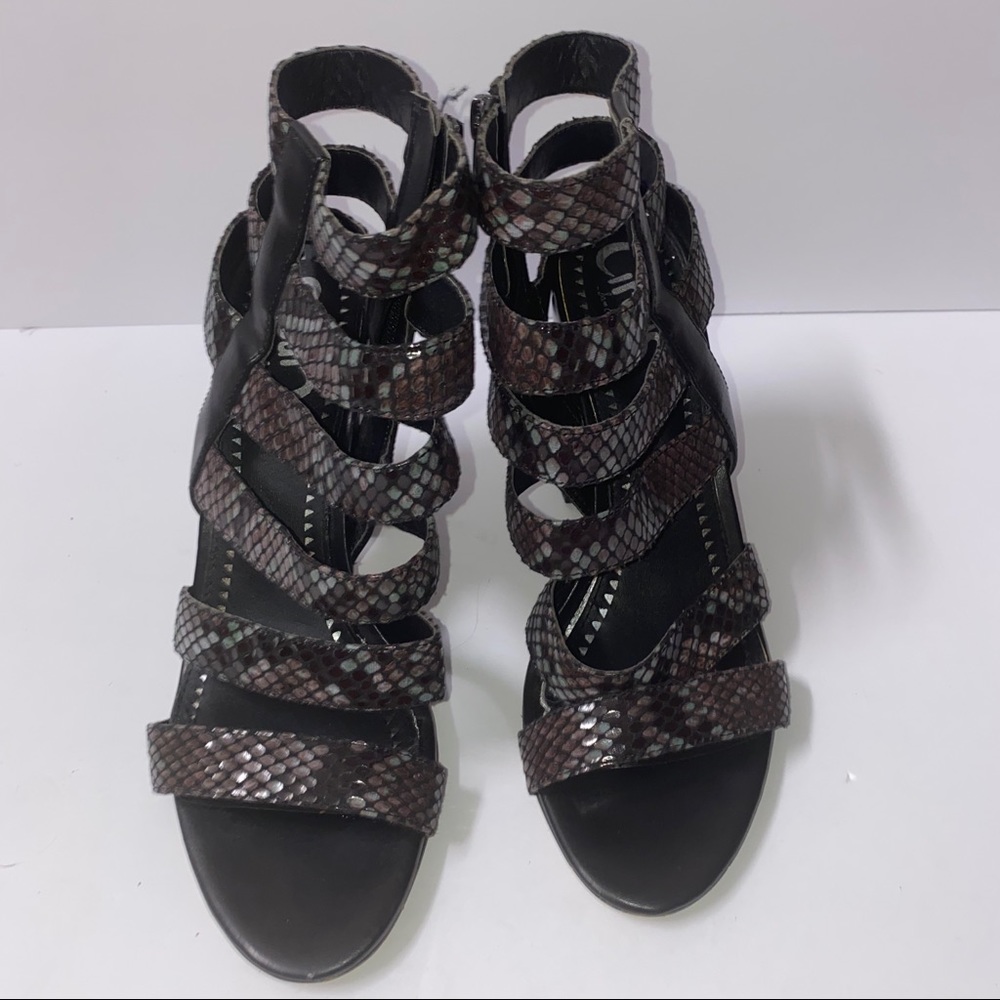 Black Strappy Snakeskin Heel